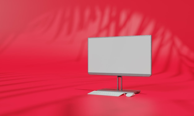 screen mock up with shadow color wall background copy space 3d rendering
