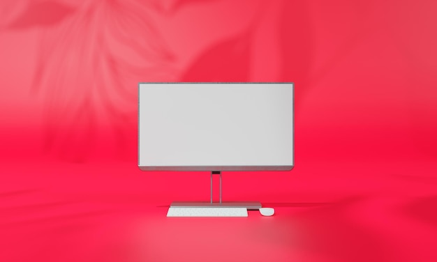 screen mock up with shadow color wall background copy space 3d rendering