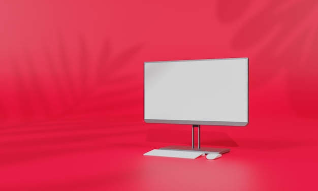 screen mock up with shadow color wall background copy space 3d rendering