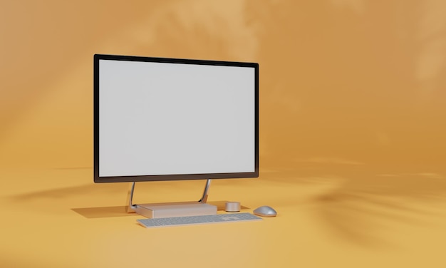Screen Mock up with shadow color wall background copy space 3D rendering