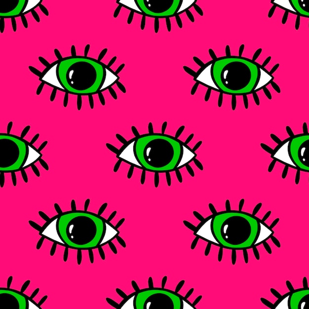 seamless pattern with eyes magical pattern mystical hand drawn print cartoon style pop arts esoteric repeated scandinavian simple texture illustration