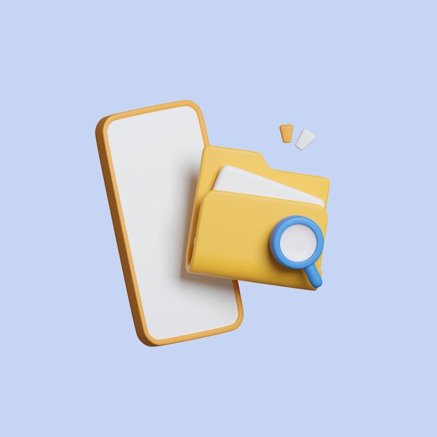 Search and classification of data Mobile application for data analysis and accounting File management Electronic document management 3d rendering illustration