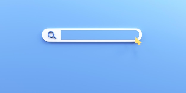 search bar illustration in blue background 3d render