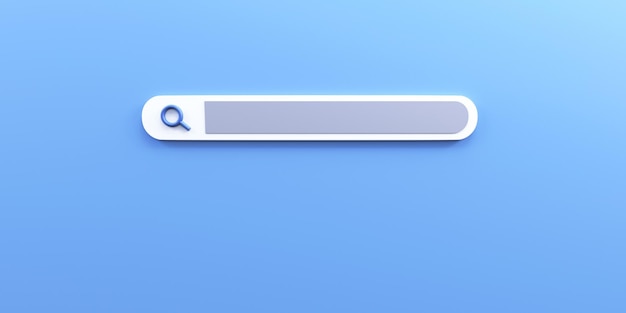 search bar in blue background 3d render