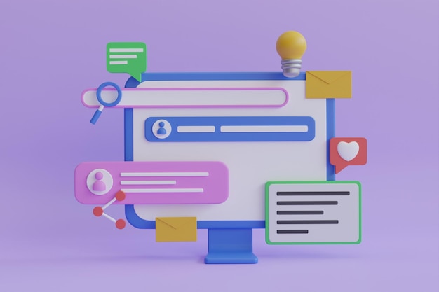 Search of target audience. Searching social media accounts in database concept. seo marketing social