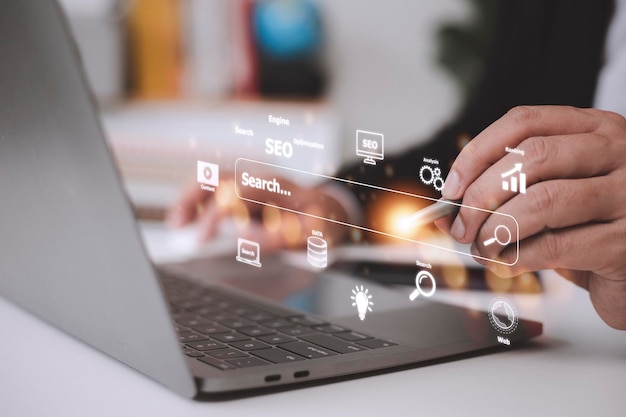 SEO Search Engine optimization Digital online marketing andInetrmet technology concept