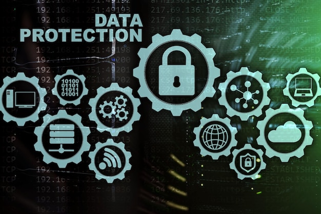 Server data protection concept Safety of information from virus cyber digital internet technology