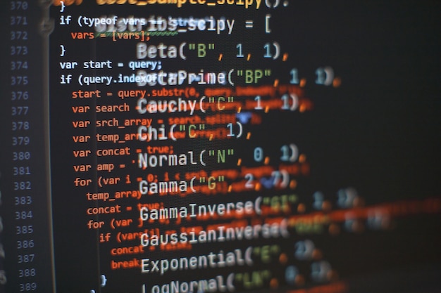 Server logs analysis. Closeup developing programming and coding technologies. Developer working on web sites codes in office.