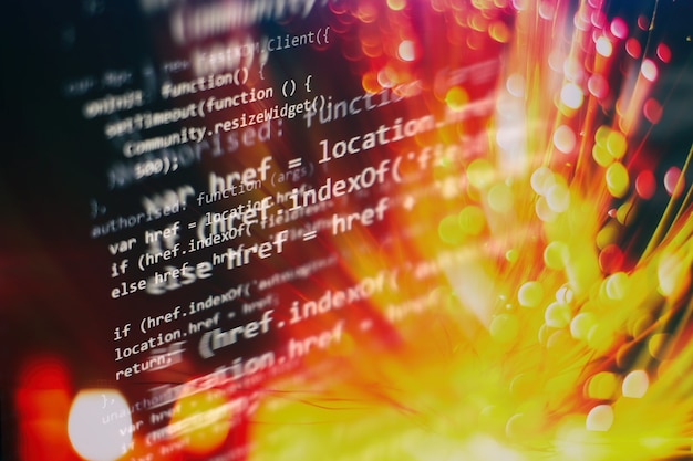 Server logs analysis. Closeup developing programming and coding technologies. Developer working on web sites codes in office.