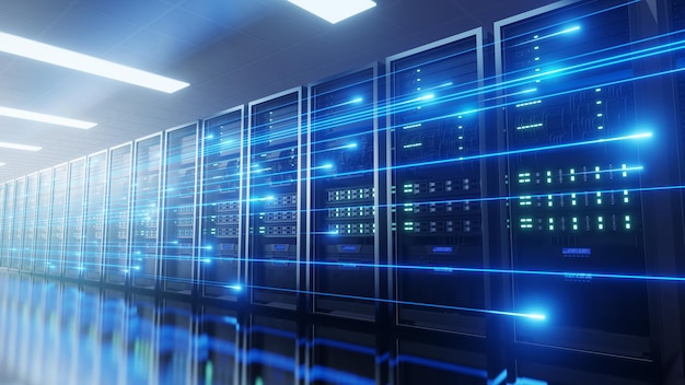 Server room with speed data line