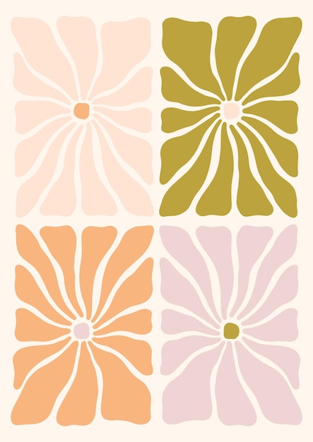 Set of abstract floral elements in pastel colors Vector illustration