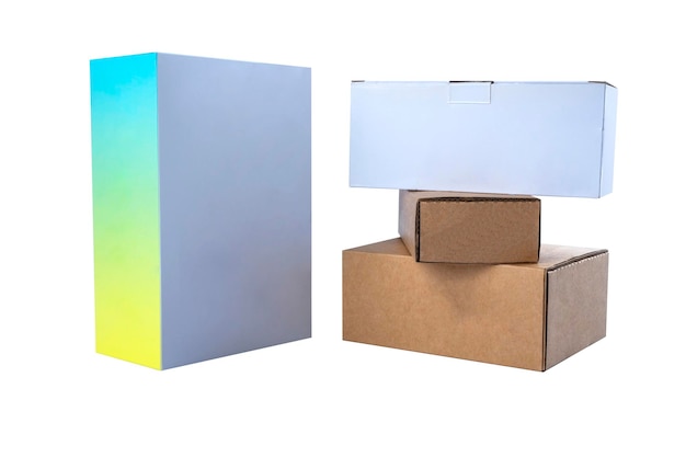Set of cardboard boxes isolated over a white background