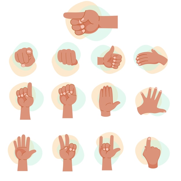 Set of hands in different gestures a set of images of hands