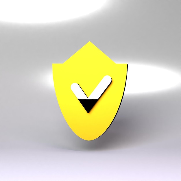 Shield icon Protection concept 3d render illustration