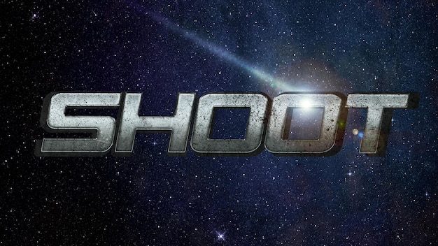 Shoots name logo, Shoot 3d silver text design.