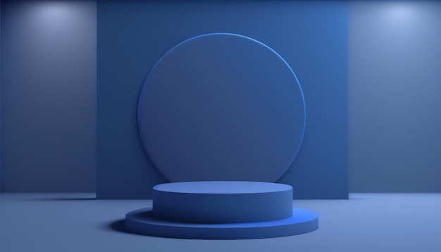 Showcase your merchandise on this stylish blue podium