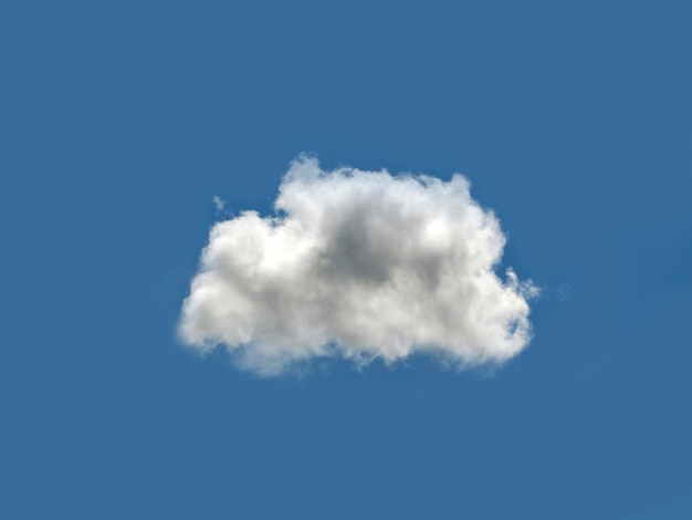 Single white cloud over blue sky background Fluffy cumulus cloud shape