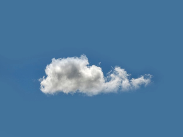 Single white cloud over blue sky background Fluffy cumulus cloud shape