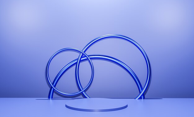 Sininen korokelava esittelyä varten minimalistisessa tyylissä, jossa on tyhjää tilaa tekstille. 3D-renderöity abstrakti taustakuva.