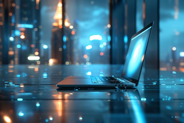 Sleek Laptop in Modern Office Setting