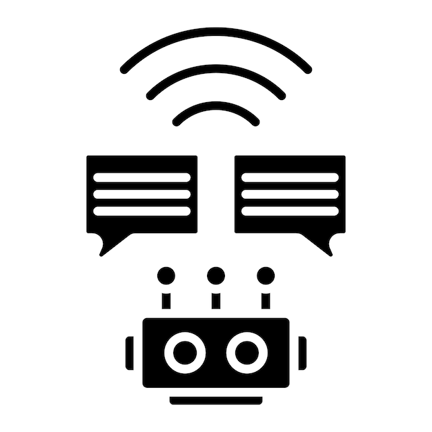 Smart Chat Bot Glyph Solid Black Illustration