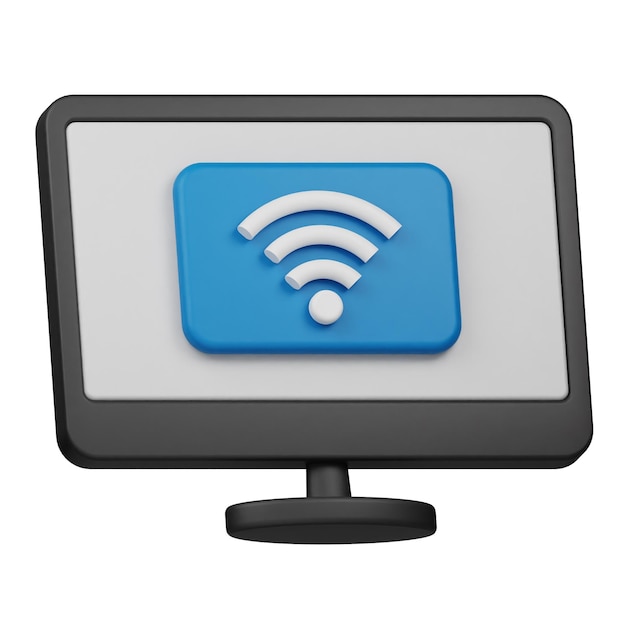 Smart TV wifi 3d icon isolated on the white background
