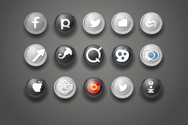 Social media icons set isolated on grey