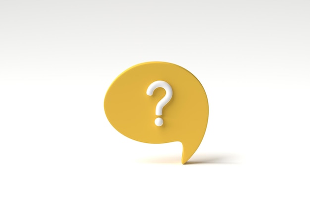Social media notification with question mark icon on white background FAQ symbol concept 3D render 3D illustration