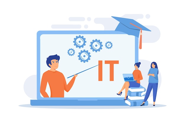 Software development Programming coding learning Information technology courses IT courses for all levels computing and hi tech course concept flat vector modern illustration