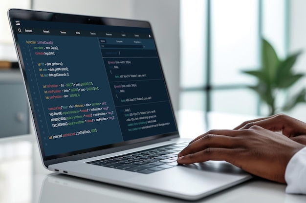 Software development programming on computer screen for brisk application