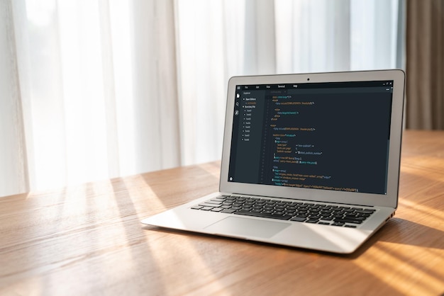 Software development programming on computer screen for modish application and program coding