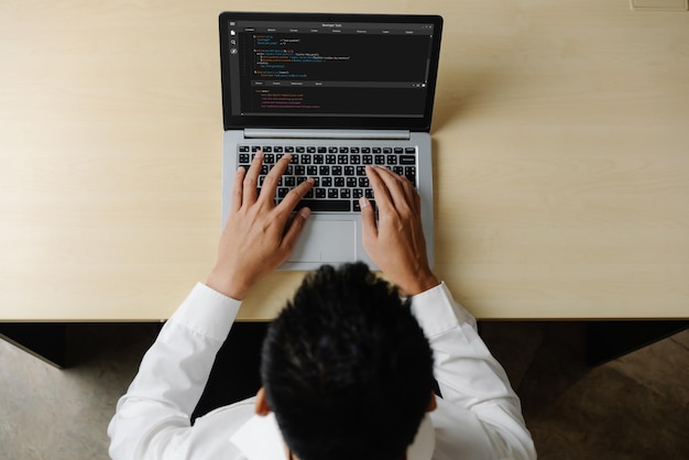 Software development programming on computer screen for modish application and program coding