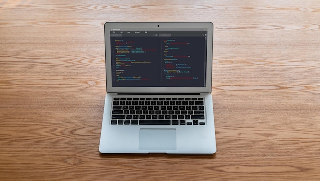 Software development programming on computer screen for modish application and program coding