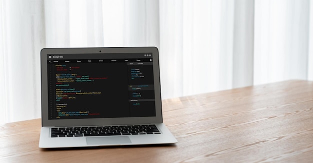 Software development programming on computer screen for modish application