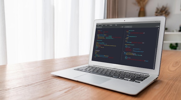 Software development programming on computer screen for modish application