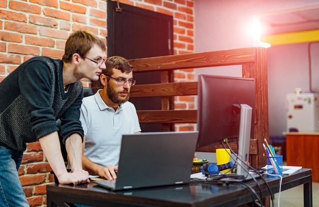 Software engineers working on project and programming in company Website design Brainstorming concept