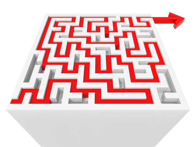 Solved maze puzzle. Computer Rendered Graphic for the Business Concept