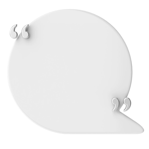 Speech bubble with double quote 3D illustration