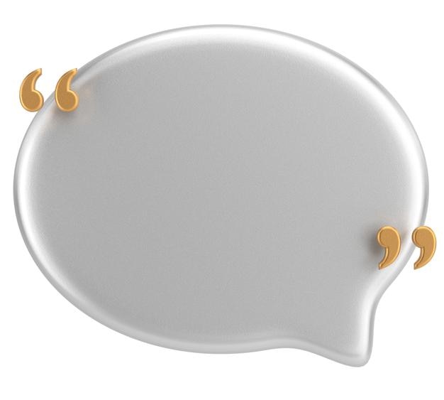 Speech bubble with double quote 3D illustration