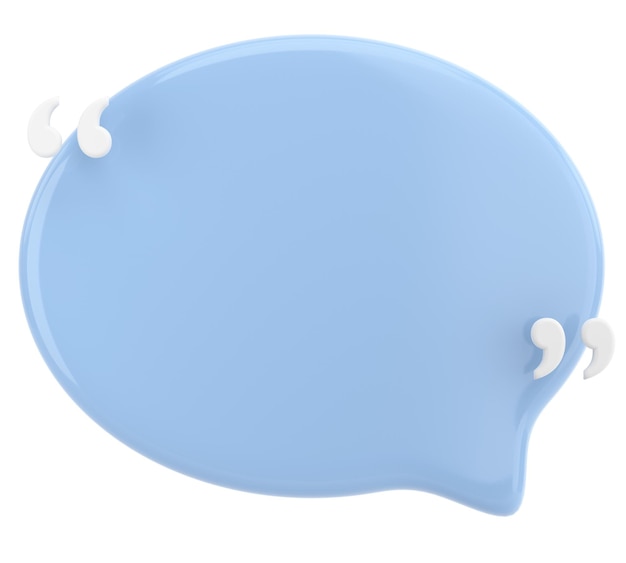 Speech bubble with double quote 3D illustration
