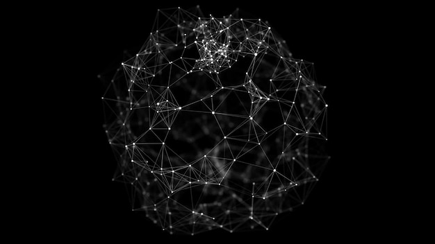 Sphere made up of points and lines Network connection structure Big data visualization 3D rendering