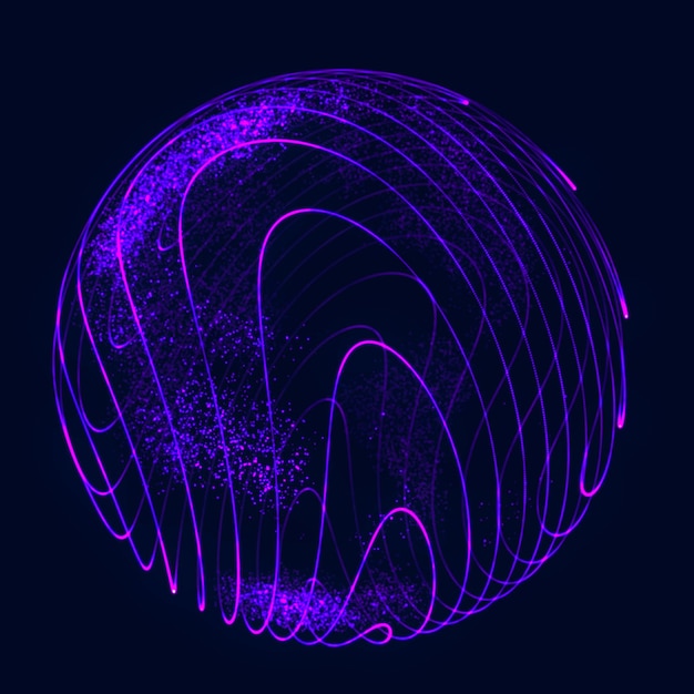 Sphere with twist lines Background for business event Wireframe technology blue sphere 3d rendering