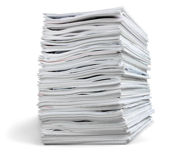 stack paper documents files paperwork isolated magazines