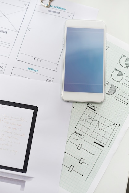 Startup Business Website Content Design Layout on Paper