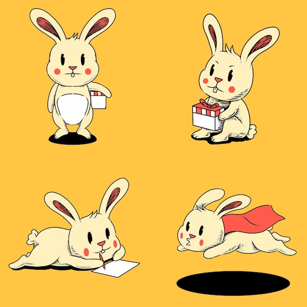 Sticker rabbit natal cute new years