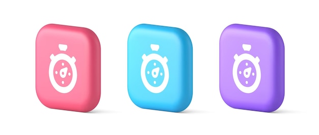 Stopwatch button timer speed time accuracy measure application panel interface 3d realistic icons