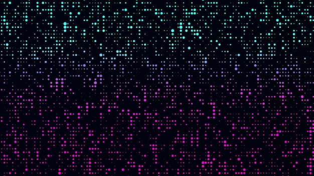 Stream of binary code Blue matrix background Falling dots texture on dark backdrop Digital computer code Coding and hacking 3D rendering