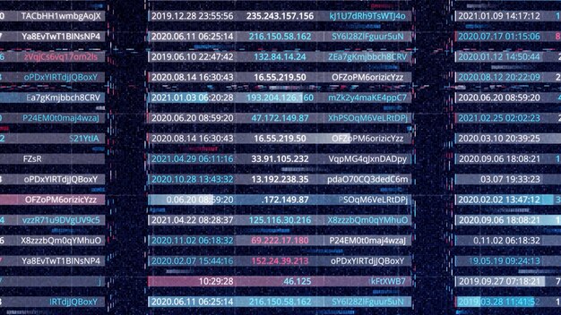 Strings with passwords animation generating vpn in computer database dates addresses and passwords