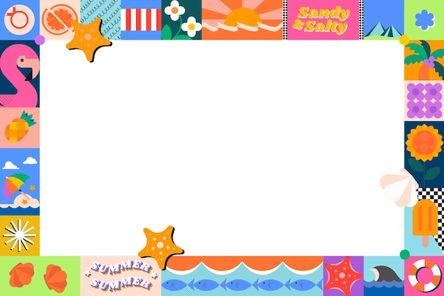 Summer kidcore png frame border design transparent background