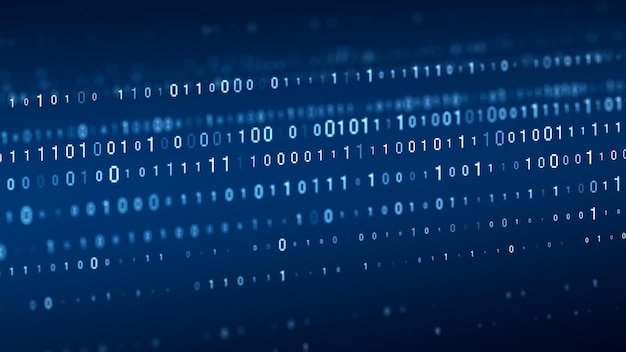 Technology binary code Random falling digits on screen Hacked software Matrix sciense background Big data analytics 3D rendering
